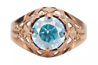 Original Vintage 14K Rose Gold Aquamarine Ring Vintage vrc080r